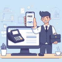 Business owner using free POS software with no monthly fees