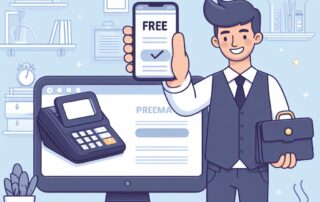 Business owner using free POS software with no monthly fees