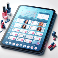 Nail Salon Management Software Interface on a Digital Device Showing Client Management Features