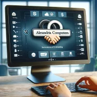 Co-branded POS software interface showing Alexandria Computers and vendor branding