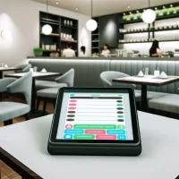 Digital tablet used for ordering in a modern restaurant showcasing restaurant technology trends
