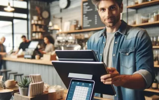 An owner using a POS systems for small businesses to improve efficiency