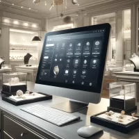 Advanced POS system displayed on a computer in a modern jewelry store