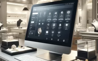 Advanced POS system displayed on a computer in a modern jewelry store