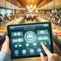 Buffet software management system interface on a tablet in a buffet restaurant