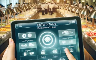 Buffet software management system interface on a tablet in a buffet restaurant