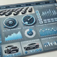 Car dealership software dashboard showcasing inventory management, sales tracking, and customer relationship management