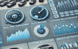 Car dealership software dashboard showcasing inventory management, sales tracking, and customer relationship management