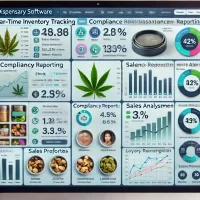 Screenshot of dispensary software dashboard showing inventory and sales analytics