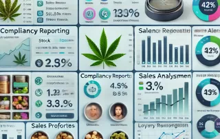 Screenshot of dispensary software dashboard showing inventory and sales analytics