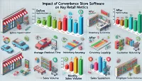 Graph showing the influence of convenience store software on retail efficiency and customer satisfaction