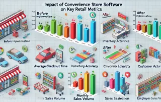 Graph showing the influence of convenience store software on retail efficiency and customer satisfaction