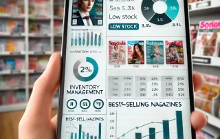 Magazine Stand Software Dashboard Showing Inventory and Sales Analytics