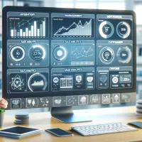 Retail store software dashboard showing inventory management and sales analytics features.
