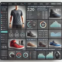 Sporting Goods Store Software dashboard showing advanced inventory management features.