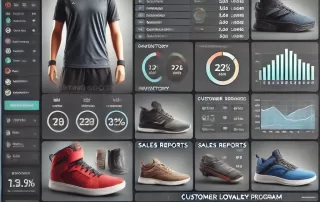 Sporting Goods Store Software dashboard showing advanced inventory management features.