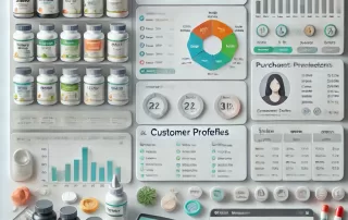 Vitamin Store Software Interface Showing Inventory Management and Customer Profiles