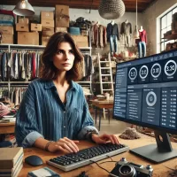 Thrift store manager using software for inventory and sales management