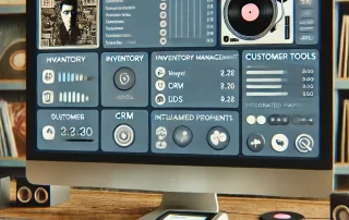Record Store Software interface showcasing inventory management and sales features