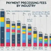 Comparison of payment processing fees by industry for small businesses including retail, restaurants, and online stores.