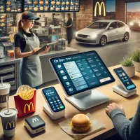 McDonald's POS system handling fast food order processing at the counter and drive-thru.