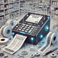 Zebra thermal printer troubleshooting guide showing error solutions and calibration steps