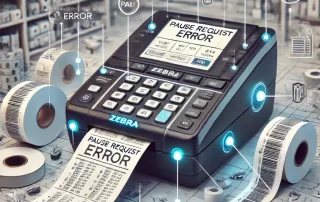 Zebra thermal printer troubleshooting guide showing error solutions and calibration steps