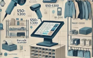 POS system costs for clothing stores in 2024, highlighting inventory management and e-commerce features.