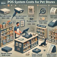 POS system costs for pet stores in 2024, featuring inventory management, CRM, and loyalty programs.