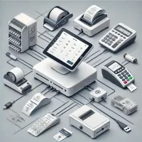 Clover POS hardware setup guide with receipt printer, barcode scanner, and cash drawer.