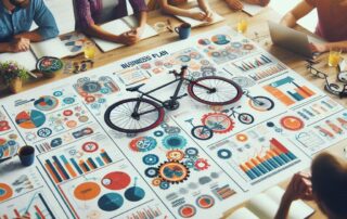 Retail bicycle shop layout showing bikes, accessories, and point of sale system setup