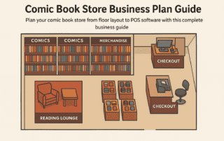 Comic book store business plan with retail layout and POS software