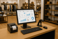Retail store checkout counter with POS software helping turn around struggling business