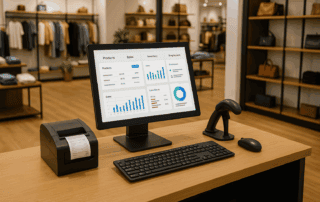 Retail store checkout counter with POS software helping turn around struggling business