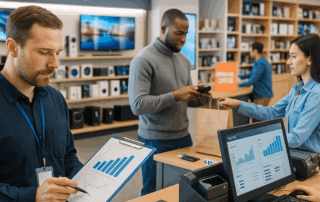 A retail electronics store implementing recovery strategies to boost sales and prevent losses.